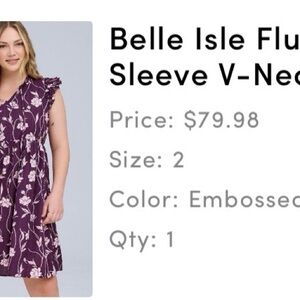 torrid Purple Floral V-Neck Ruffle Sleeve Dress